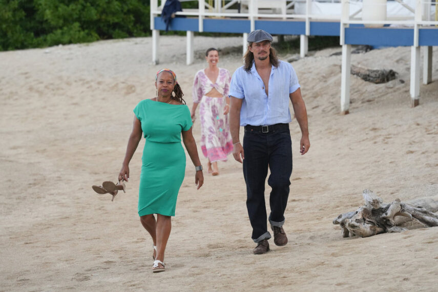 DEAL OR NO DEAL ISLAND -- "Safety in Numbers" Episode 208 -- Pictured: (l-r) La Shell Wooten, Parvati Shallow, David Genat -- (Photo by: Monty Brinton/NBC)