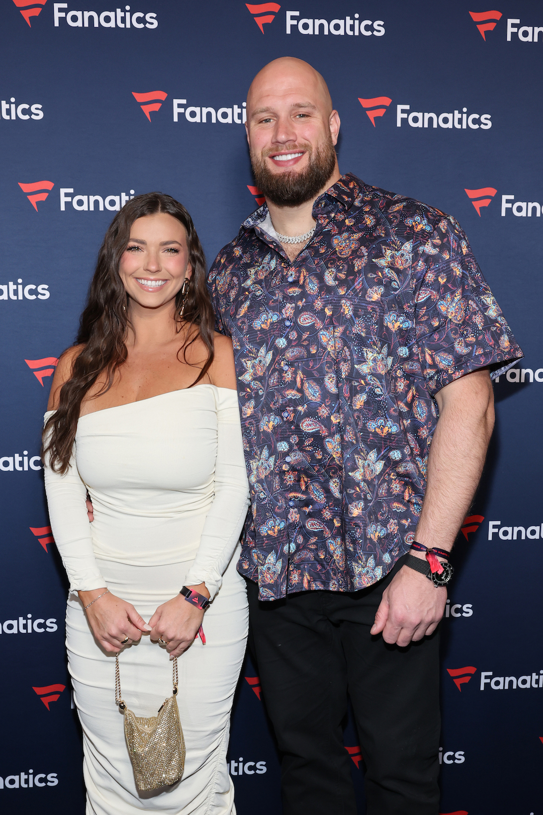 Kelsey Holmer and Lane Johnson attend Michael Rubin’s 2024 Fanatics Super Bowl Party at the Marquee Nightclub at The Cosmopolitan of Las Vegas on February 10, 2024 in Las Vegas, Nevada.