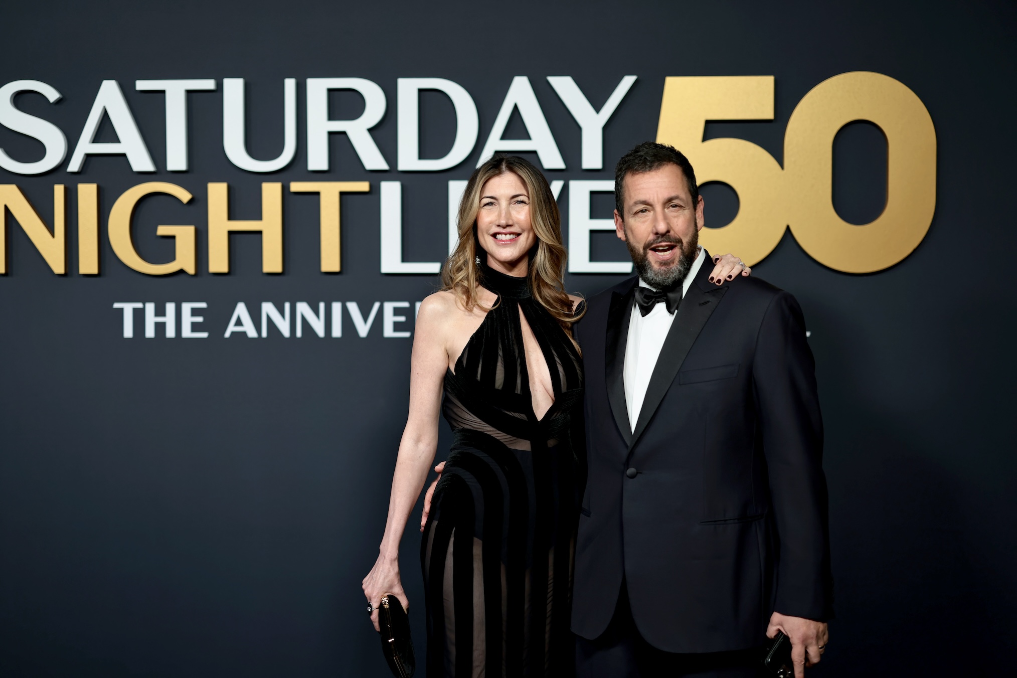 Jackie Sandler and Adam Sandler attend SNL50: The Anniversary Special on February 16, 2025 in New York City.