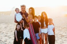 Alec and Hilaria Baldwin with their kids on the beach