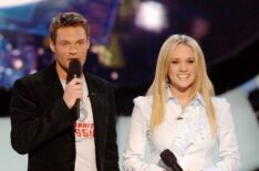 Ryan Seacrest, host with 'American Idol' Season 4 - Top 3 Finalist, Carrie Underwood, 21, from Checotah, Oklahoma