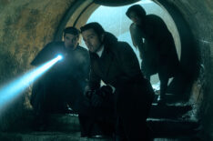 Dilan (Théo Costa Marini), Andor (Diego Luna) and Enza Rylanz (Alaïs Lawson) in 'Andor' Season 2