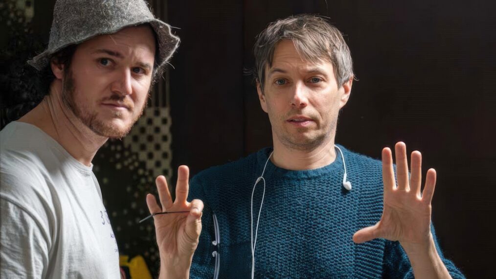 Cinematographer Drew Daniels, director Sean Baker on set of 'Anora'