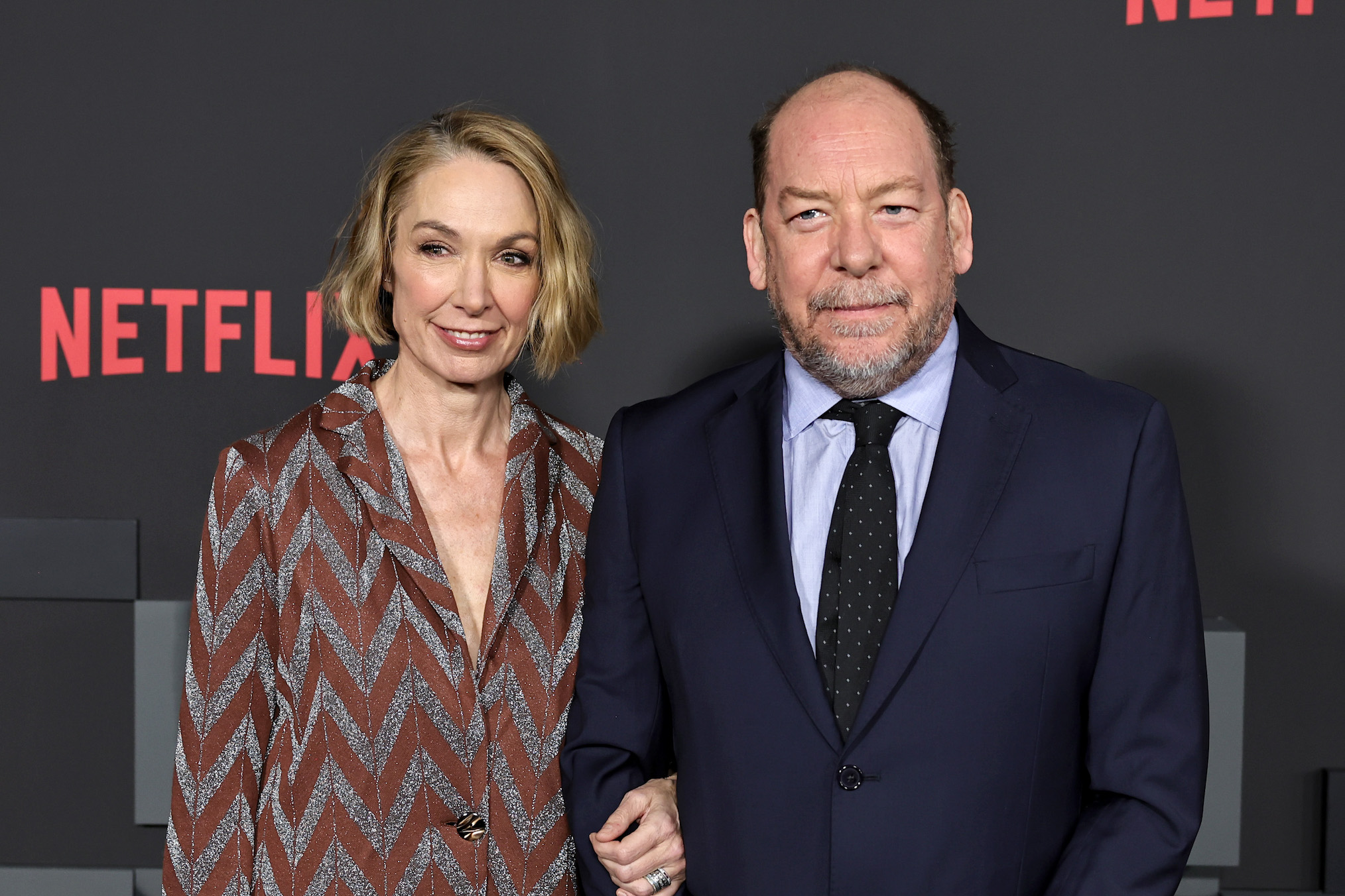 NEW YORK, NEW YORK - FEBRUARY 18: (L-R) Elizabeth Marvel and Bill Camp attend Netflix's