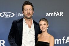 Brandon Sklenar and Courtney Salviolo attend amfAR Las Vegas at Wynn Las Vegas on November 22, 2024 in Las Vegas, Nevada.