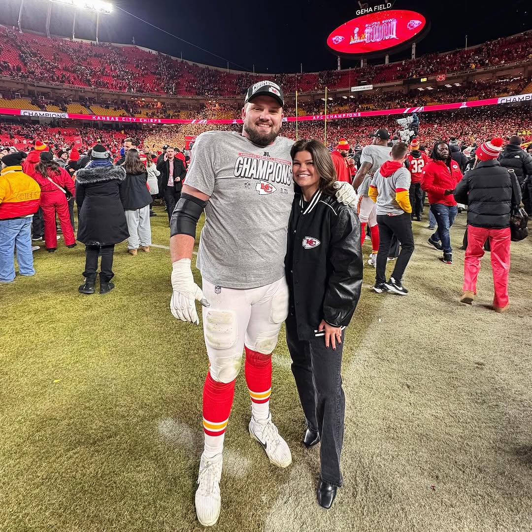 Mike Caliendo and Olivia Storm after a Chiefs win