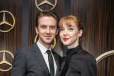 Dan Stevens and Susie Hariet arrive at the Mercedes-Benz USA's Oscars Viewing Party at Four Seasons Hotel Los Angeles at Beverly Hills on February 24, 2019 in Los Angeles, California.