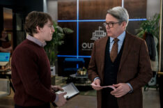 Jamies Wilkie Broderick as Carl and Matthew Broderick as Lawrence Grey in 'Elsbeth' Season 2 Episode 12, 'Foiled Again'