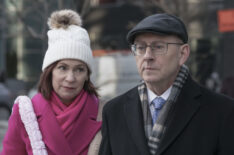 Carrie Preston as Elsbeth Tascioni and Michael Emerson as Judge Milton Crawford in 'Elsbeth' Season 2 Episode 14 - 'Scenes from an Italian Restaurant'