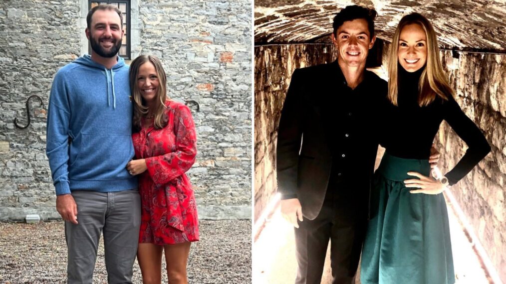 scottie scheffler with wife meredith and rory mcilroy with wife erica stoll