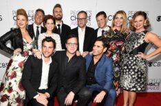 Actress Jodie Sweetin, producer Jeff Franklin, actors Candace Cameron Bure, John Brotherton, Dave Coulier, Scott Weinger, Lori Loughlin, Andrea Barber and actors Juan Pablo Di Pace, Bob Saget and John Stamos, winners of the Favorite Premium Comedy Series Award, ‘Fuller House’ pose in the press room during the People’s Choice Awards 2017 at Microsoft Theater on January 18, 2017 in Los Angeles