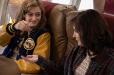 Ella Purnell as Teen Jackie and Sophie Nélisse as Teen Shauna in Yellowjackets