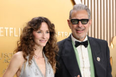 Emilie Livingston and Jeff Goldblum attend the 31st Annual Screen Actors Guild Awards at Shrine Auditorium and Expo Hall on February 23, 2025 in Los Angeles