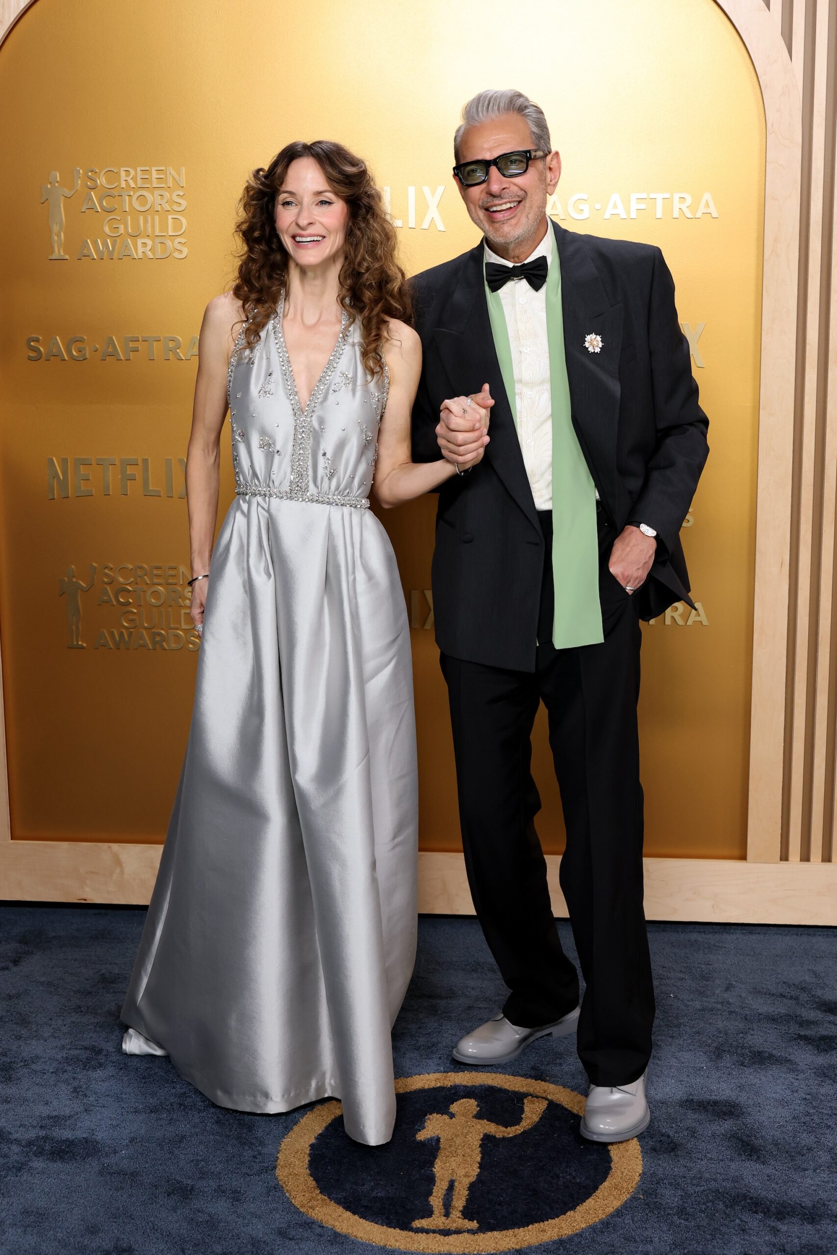 Emilie Livingston and Jeff Goldblum attend the 31st Annual Screen Actors Guild Awards at Shrine Auditorium and Expo Hall on February 23, 2025 in Los Angeles, California.