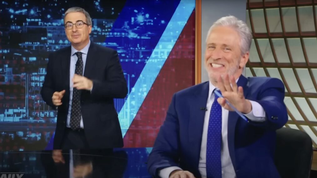 John Oliver and Jon Stewart on Daily Show
