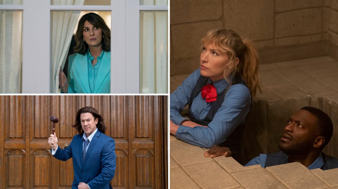 Gina Bellman as Sophie, Christian Kane as Eliot, and Beth Riesgraf as Parker and Aldis Hodge as Hardison — 'Leverage: Redemption' Season 3