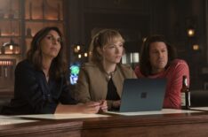 Gina Bellman as Sophie, Beth Riesgraf as Parker, and Christian Kane as Eliot — 'Leverage: Redemption' Season 3