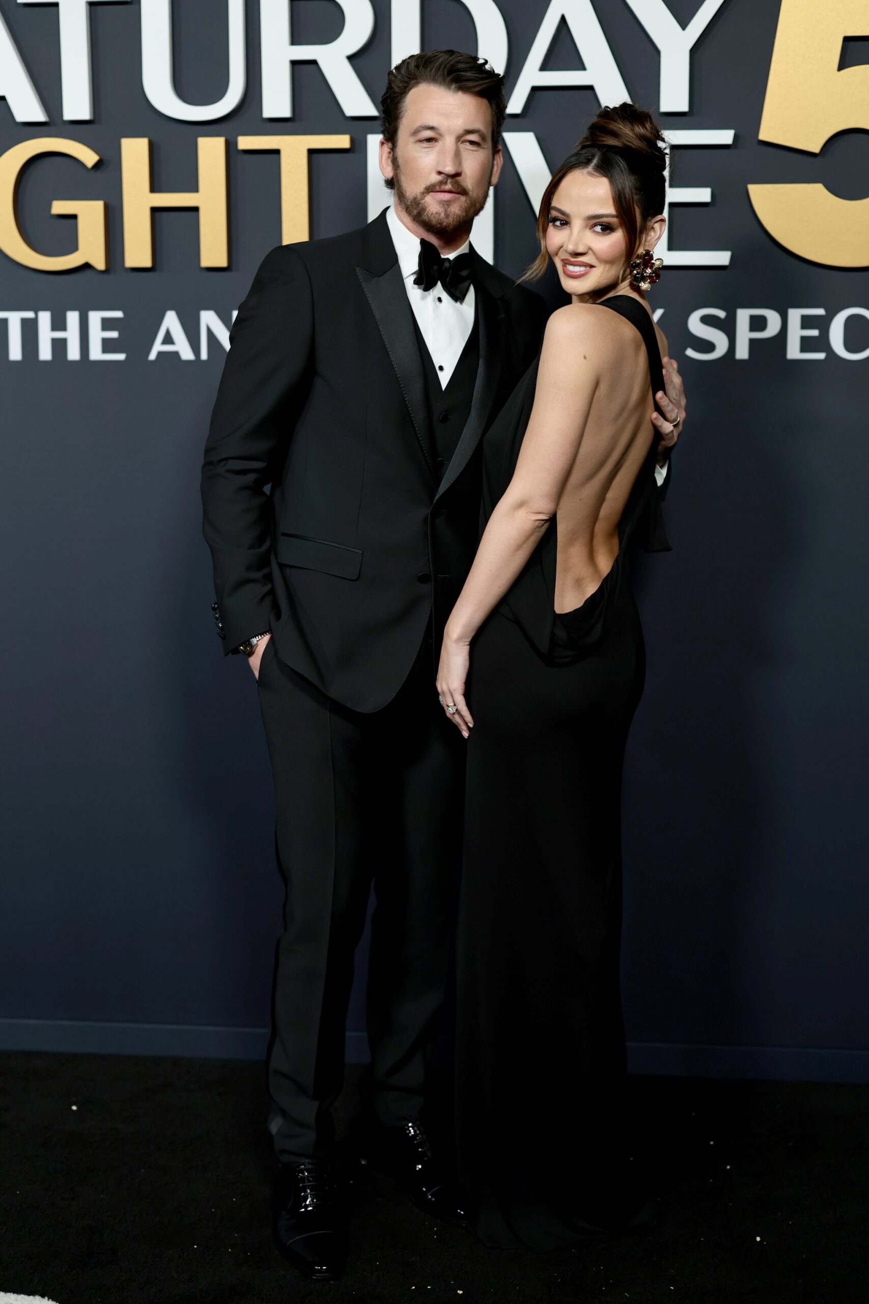 Miles Teller and Keleigh Sperry attend SNL50: The Anniversary Special on February 16, 2025 in New York City.