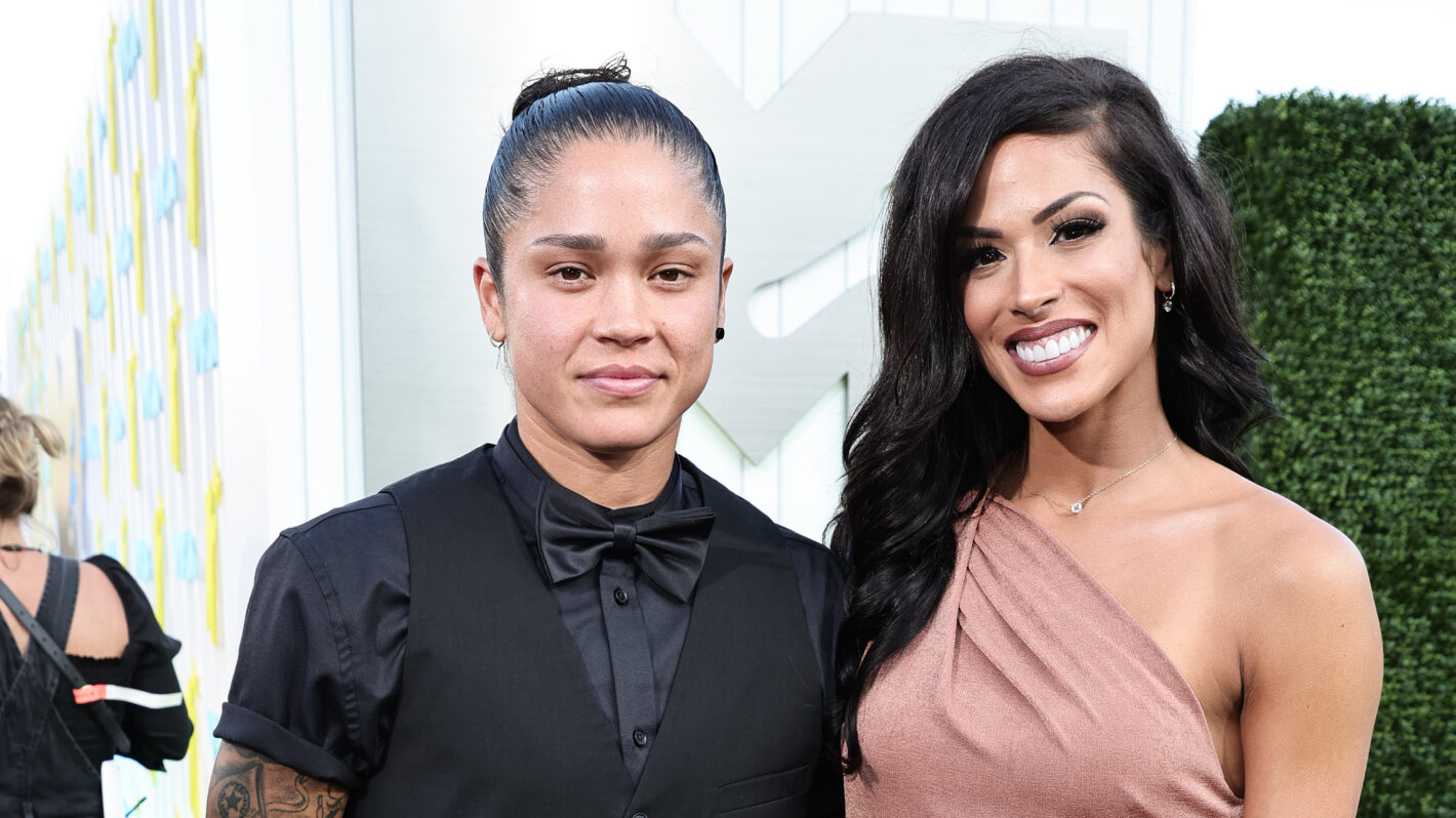 Nany González and Kaycee Clark attend the 2022 MTV VMAs