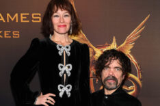 Erica Schmidt and Peter Dinklage attend 'The Hunger Games: The Ballad Of Songbirds & Snakes' New York Screening at Metrograph on November 15, 2023 in New York City.