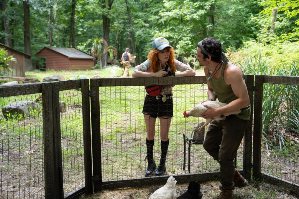 Natasha Lyonne as Charlie Cale, Shiloh Fernandez as Hutch Sobek in 'Poker Face' Season 2