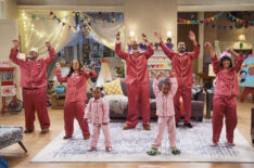 Geoffrey Owens as JJ, Essence Atkins as Ivy, River Blossom as Maya, Damon Wayans as Poppa, Caleb R. Johnson as Trey, Damon Wayans Jr. as Junior, and Wendy Raquel Robinson as Catherine in 'Poppa's House' Season 1 Episode 12 - 'Slumber Party'