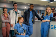 Jessica Rothe as Cass Himmelstein, Jack Bannon as Dr. Tom Cole, Jessy Yates as Harper, Jessie T. Usher as Sam Elijah, and Willa Fitzgerald as Danny — 'Pulse' Season 1 Episode 1