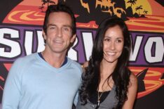 Survivor host Jeff Probst and previous castaway Julie Berry attend the CBS Presentation of Survivor Panama Exile Island Finale/Reunion Show