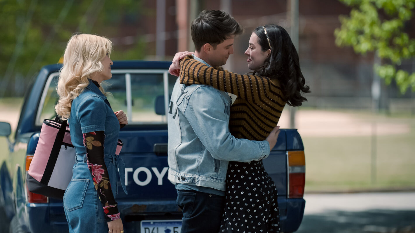 Tommi Rose as Olivia Harris, Carson Rowland as Tyler Townsend and Anneliese Judge as Annie Sullivan in 'Sweet Magnolias' Season 4