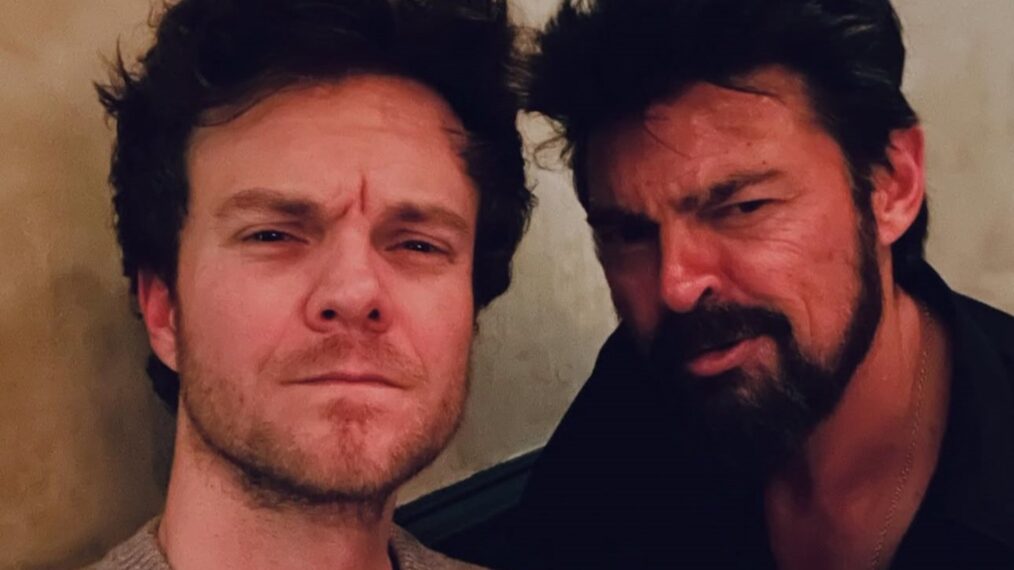 Jack Quaid and Karl Urban behind the scenes of 'The Boys' Season 5