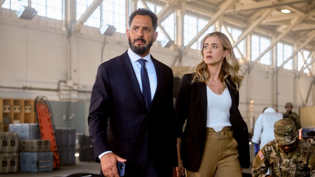 Patrick Sabongui as Jacob Hassani, Melissa Roxburgh as Rebecca Henderson — 'The Hunting Party' Season 1 Episode 1 'Richard Harris'