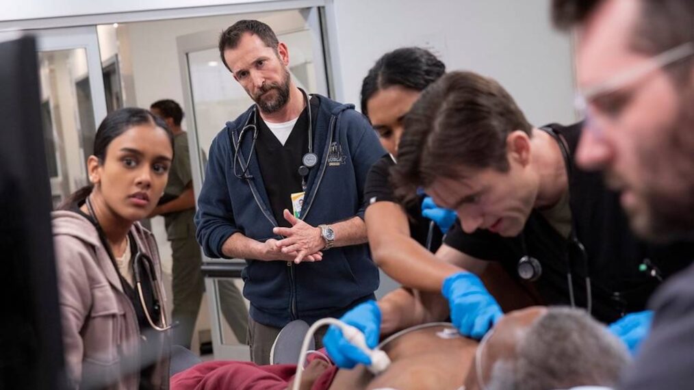 Shabana Azeez, Noah Wyle, Supriya Ganesh, Patrick Ball in 'The Pitt' Season 1 Episode 8