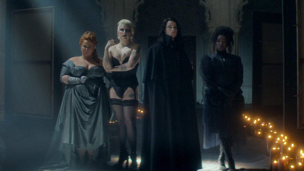 Donna Preston as Despair, Mason Alexander Park as Desire, Tom Sturridge as Dream, Kirby Howell-Baptiste as Death in 'The Sandman' Season 2 Episode 1