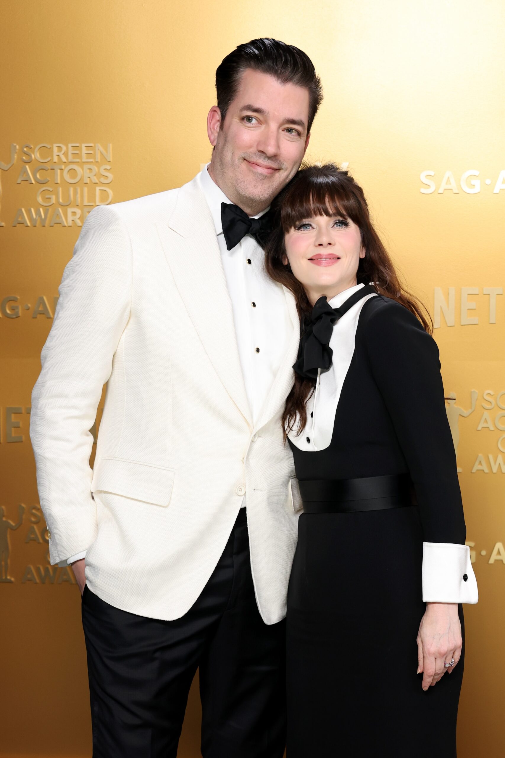 Jonathan Scott and Zooey Deschanel attend the 31st Annual Screen Actors Guild Awards at Shrine Auditorium and Expo Hall on February 23, 2025 in Los Angeles, California.