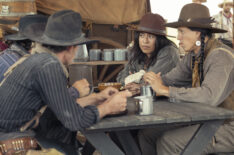 Aminah Nieves as Teonna and Jeremy Gauna as Pete Plenty Clouds in '1923' Season 2 Episode 4 - 'Journey the Rivers of Iron'