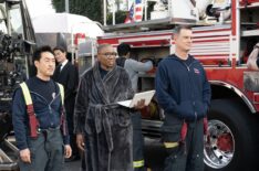 Kenneth Choi, director Aisha Hinds, and Peter Krause — Behind the Scenes of '9-1-1' Season 8 Episode 11 'Holy Mother of God'