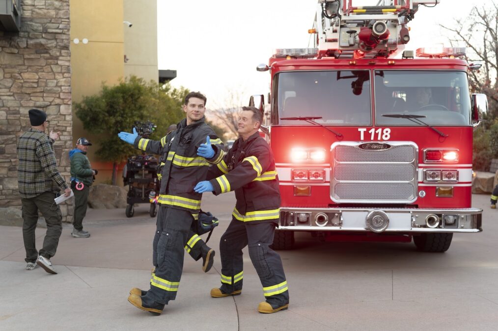 Oliver Stark and Peter Krause — Behind the Scenes of '9-1-1' Season 8 Episode 11 