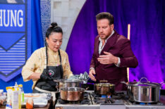 Competitor Shirley Chung and host Scott Conant in House of Knives