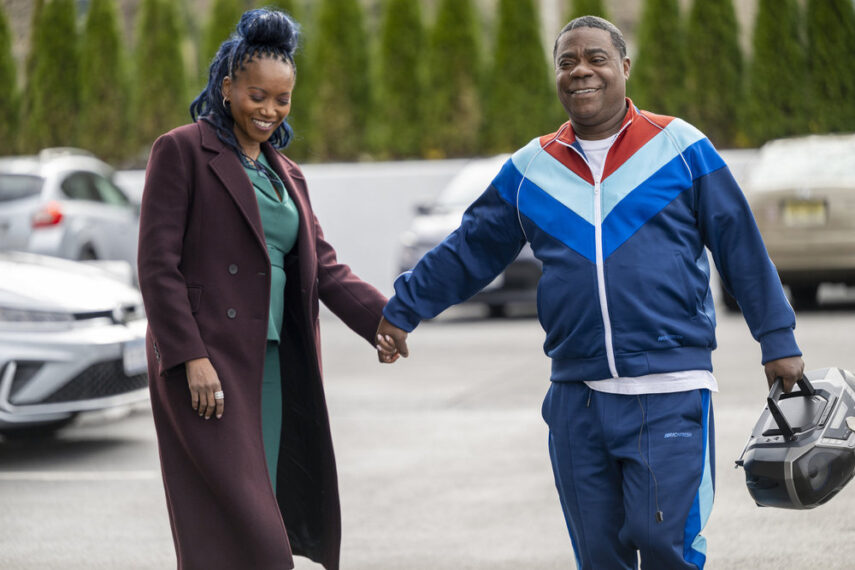 THE FALL AND RISE OF REGGIE DINKINS -- "Pilot" Episode 101 -- Pictured: (l-r) Erika Alexander as Monica, Tracy Morgan as Reggie Dinkins (Photo by: Scott Gries/NBC)