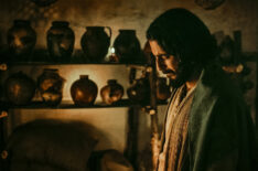Jonathan Roumie as Jesus turning water into wine in The Chosen