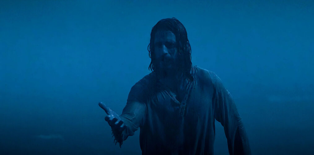 Jonathan Roumie as Jesus walking on the water in The Chosen