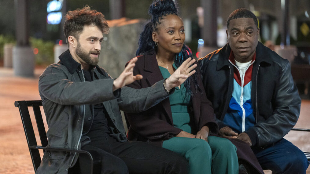 Daniel Radcliffe as Arthur Tobin, Erika Alexander as Monica, Tracy Morgan as Reggie Dinkins in The Fall and Rise of Reggie Dinkins - Season Pilot