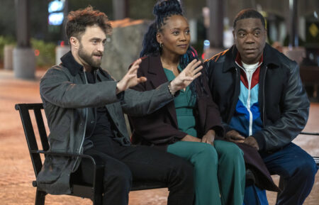 Daniel Radcliffe as Arthur Tobin, Erika Alexander as Monica, Tracy Morgan as Reggie Dinkins in The Fall and Rise of Reggie Dinkins - Season Pilot