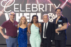 Joe Manganiello, Tiffany Haddish, and Matt Walsh with Pat Sajak and Vanna White in the 'Celebrity Wheel of Fortune' Season 5 premiere