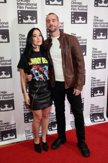 AJ Mendez and Phil 'CM Punk' Brooks attend the red carpet Premiere of
