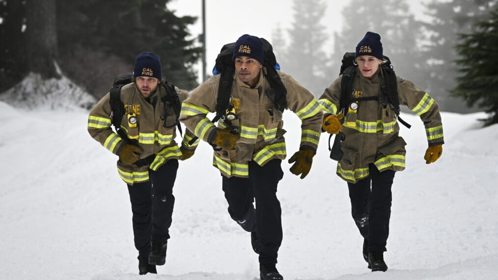 Max Thieriot as Bode Leone, Jordan Calloway as Jake Crawford, and Leven Rambin as Audrey James — 'Fire Country' Season 3 Episode 17 