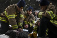 Jordan Calloway as Jake Crawford, Max Thieriot as Bode Leone, and Leven Rambin as Audrey James — 'Fire Country' Season 3 Episode 17 'Fire and Ice'