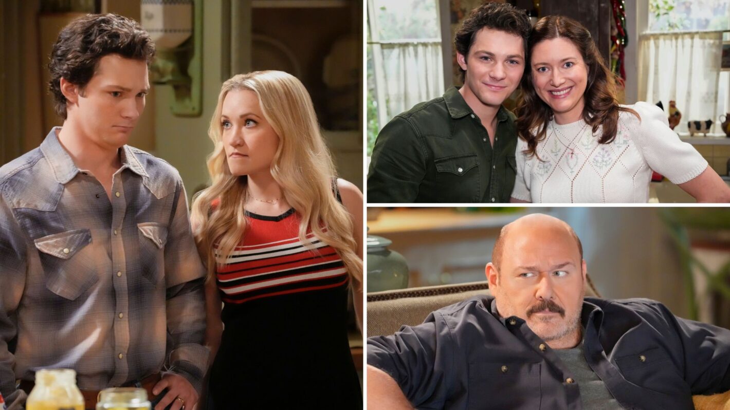 Montana Jordan, Emily Osment, Zoe Perry, and Will Sasso in 'Georgie & Mandy's First Marriage'