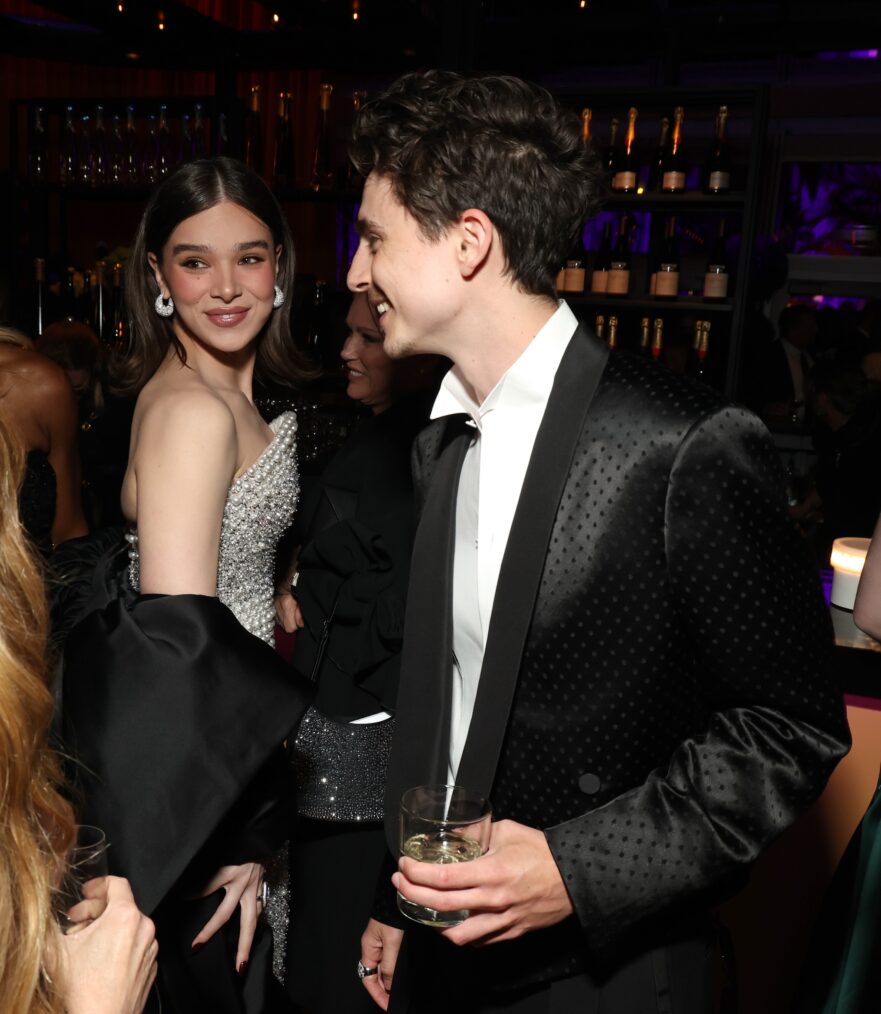 Hailee Steinfeld and Timothée Chalamet attend the 2025 Vanity Fair Oscar Party