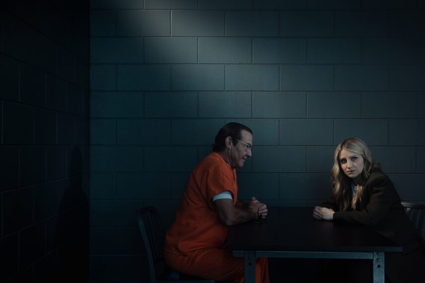 Dennis Quaid as Keith Jesperson and Annaleigh Ashford as Melissa Reed in Happy Face